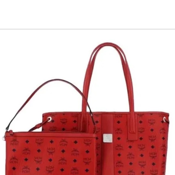MCM Scarlet Red Tote Bag Set slightly used